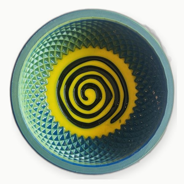3D Baskı Turkuaz Sarı Spiral Tıraş Kasesi 3D Baskı Turkuaz Sarı Spiral Tıraş Kasesi