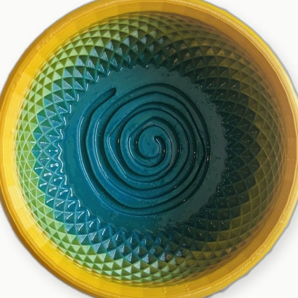 3D Baskı Sarı Mavi Spiral Tıraş Kasesi 3D Baskı Sarı Mavi Spiral Tıraş Kasesi