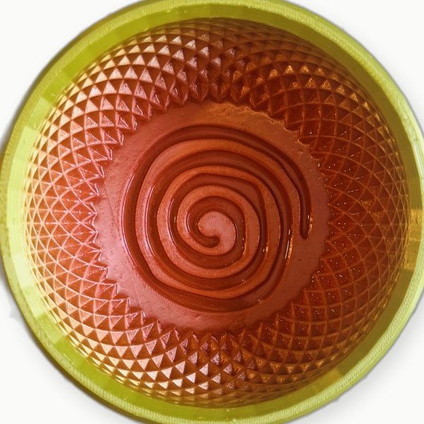 3D Baskı Sarı Kırmızı Spiral Tıraş Kasesi